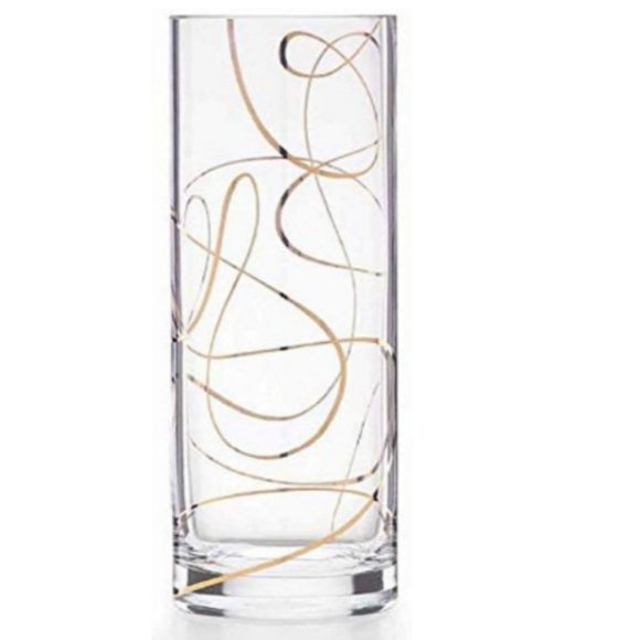 Kate Spade Mulberry Street Vase clear gold ribbon nwt - Picture 2 of 5